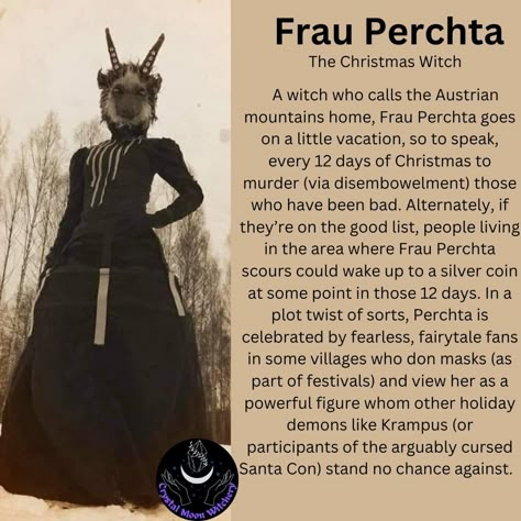 Frau Perchta Art, Forest Witch Christmas, Winter Witch Aesthetic, Witches Christmas, German Witch, Christmas Folklore, Witch Holidays, Witchy Christmas, Yule Traditions