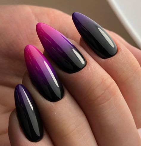 Ombre Nails Purple Pink #nailart #nails Trendy Nail Polish, Unghie Sfumate, Nagellack Trends, Purple Nail, Nail Polish Trends, Her Nails, Black Nail, Funky Nails, Manicure E Pedicure