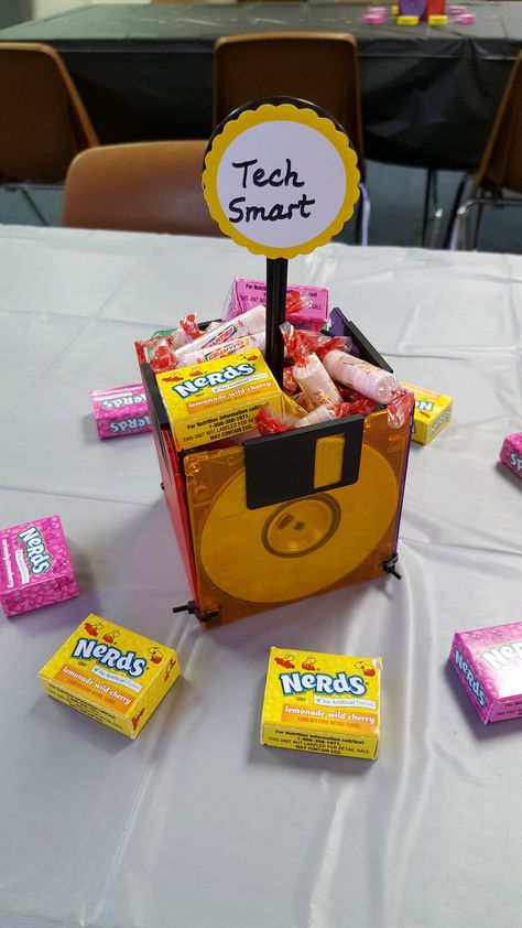 Nerds and smarties-computer smart and computer nerd Computer Graduation Party, Programmer Birthday Party Ideas, Computer Birthday Party Ideas, Computer Party Theme, Computer Party Decorations, Nerd Theme Party, Tech Themed Party, Nerd Party Decorations, Technology Themed Party