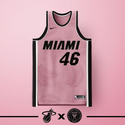 vindaloo on Instagram: "3 @miamiheat jersey concepts - a palm frond-themed mashup w/ @intermiamicf , an experimental 'color rush' style one w/ themeing of old Heat logo, and an off-center retro logo . . #NBA #Miami #Heat #HeatCulture #MiamiHeat #jerseyconcept #jerseydesign #sportsdesign #basketball #hoops #jersey #nike #swoosh #mashup #soccer #football #intermiami #pink #palmtrees #retro #cityedition #colorrush #nbaart #nbajersey #concept #graphicdesign #gradient #throwback #nbafreeagency #unimo Jersey Ideas Basketball, Pink Jersey Basketball Design, Basketball Jersey Design Ideas Sublimation, Pink Basketball Jersey, Unique Basketball Jersey Design, Red Basketball Jersey Design, Basketball Jersey Concept Design, Jersey Design Basketball, Miami Heat Jersey Design