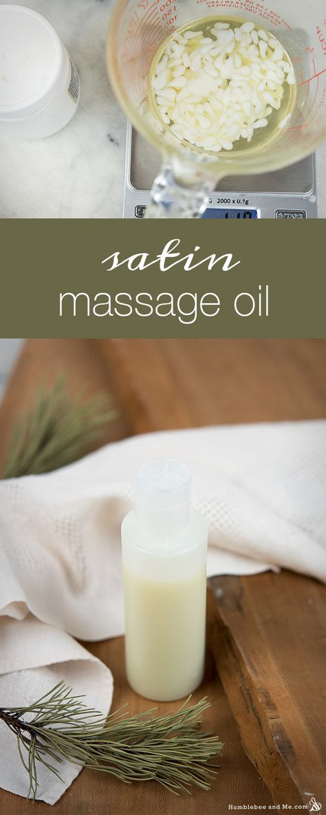 Satin Massage Oil Massage Lotion Recipe, Massage Cream Diy, Massage Oils With Essential Oils, Body Massage Oil Recipe, Diy Body Massage Oil, Homemade Massage Oil Recipes, Homemade Massage Oil, Herbal Massage Oil, Homemade Spa Treatments