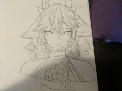 Yae miko from genshin impact Yae Miko Drawing Sketch, Yae Miko Drawing, Led Pencils, Raiden Shogun, Yae Miko, Drawing Sketches, Genshin Impact, Female Sketch, Sketch