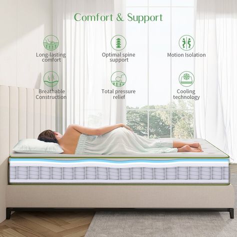 Home 10" Medium Comfort Europe Top Hybrid Mattress & Reviews | Wayfair.ca Sleeping Partner, Sofa Bed Mattress, Mattresses Reviews, College Dorm Essentials, Firm Mattress, Hybrid Mattress, How To Have Twins, Dorm Essentials, Comfort Mattress