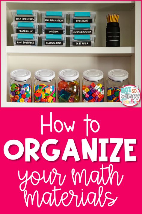 Teaching math can be a lot of fun, especially when you use math workshop. Manipulatives, centers, games, project based learning . . . there are so many great ways to engage students and help them understand math concepts. But figuring out how to store all those math materials can be overwhelming. So, today I’m sharing my best tips for how to organize your math materials. Maths Resources Organisation, Math And Manipulatives Center, Math Centers Organization, Manipulative Organization, Math Manipulatives Organization, How To Store Math Manipulatives, Organize Math Manipulatives, Storing Math Manipulatives, Math Manipulative Storage