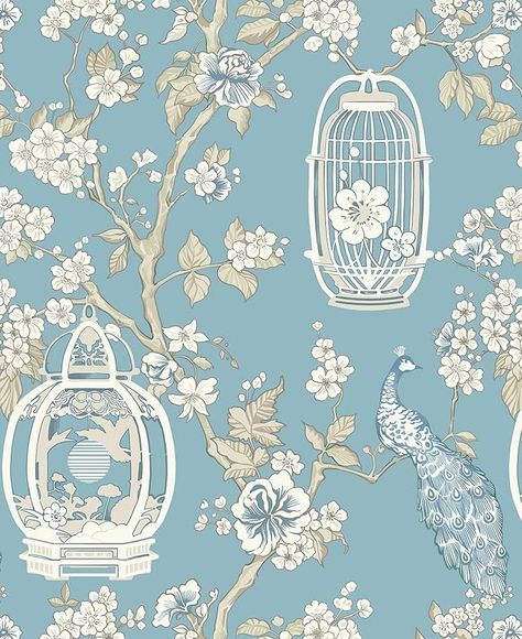 Feisoon 16.14" x78.7" Blue Floral Wallpaper Bird Self Adhesive Wallpaper Peel and Stick Wallpaper Birdcage Contact Paper Flower Waterproof Removable Wallpaper Decoration for Bedroom Livingroom Laundry - Amazon.com Swatch Book, Blue Floral Wallpaper, Decoration For Bedroom, Bird Wallpaper, Wallpaper Peel And Stick, Wallpaper Decor, Contact Paper, Bird Patterns, Adhesive Wallpaper