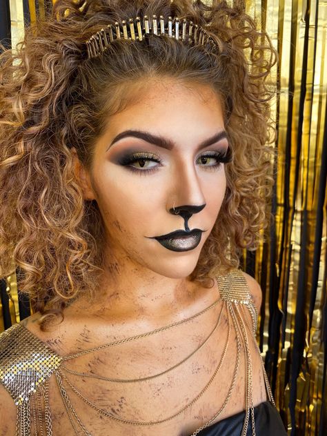 Lion Face Makeup Halloween, Plus Size Lion Costume, Lioness Costume Women, Lion Makeup Women, Tiger Makeup Women, Lioness Makeup, Lion Costume Women, Tiger Goddess, Leo Makeup