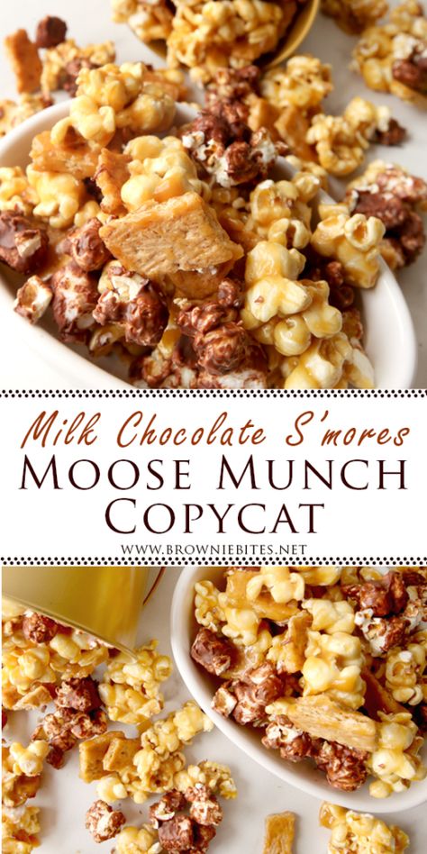 Moose Crunch Recipe, Choc Moose Recipe, Homemade Moose Munch, S’mores Snack Mix Recipe, Moose Munch Popcorn Recipe Homemade, S’mores Trail Mix Recipe, Moose Munch Popcorn Recipe, Caramel Chex, Popcorn Ideas