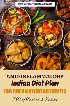 Savory Indian meals with recipes full of anti-inflammatory foods. herbs, and seasoning. Reviewed by our in-house dietician, and benefits of key ingredients. Features foods showing promise for lessening RA symptoms. #Indian #Anti-Inflammatory #Arthritis #Rheumatoid #Psoriatic #Diet Plan Psoriatic Diet, Meals With Recipes, Inflammation Symptoms, Liver Healthy Foods, Indian Diet Plan, Ra Symptoms, Potato Sandwich, Indian Meals, Inflammation Recipes