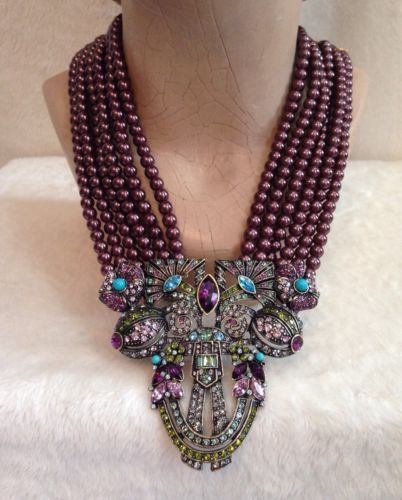 HEIDI-DAUS-Dark-Aubergine-Pearls-BOUNTIFUL-SPLENDOR-Necklace Turquoise Accents, Heidi Daus, The Shield, Bead Work Jewelry, Antique Pink, Stunning Necklace, Contemporary Jewelry, Gold Jewelry Fashion, Fashion Jewelry Necklaces