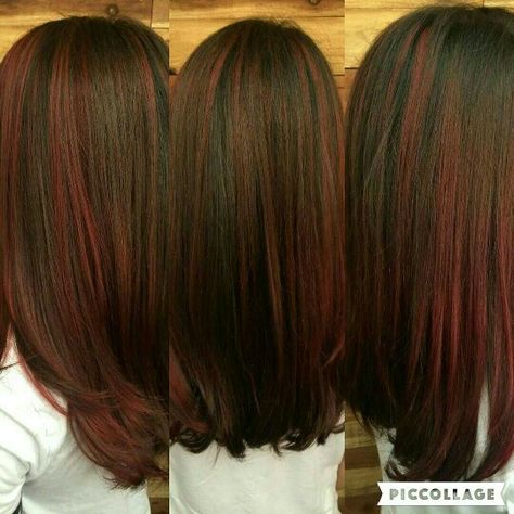 I got red streaks into my hair without bleaching! Hair Color Without Bleach, Brown Hair Without Bleach, Red Hair Streaks, Red Streaks, Cherry Hair, Hair Streaks, Red Highlights, Brown Hair With Highlights, Colored Hair