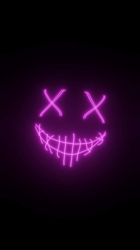 Purple Mask iPhone Wallpaper Neon Mask, Purple Mask, Neon Light Wallpaper, Joker Iphone Wallpaper, Neon Wall Art, Glitch Wallpaper, Dark Purple Aesthetic, Wallpaper Iphone Neon, Cartoon Wallpaper Hd