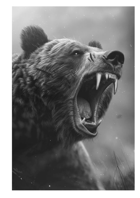 Dark Cottage Core, Angry Bear, Eagle Painting, Animal Reference, Bear Tattoo, Animal References, 3d Tattoos, 3d Tattoo, Animal Drawing