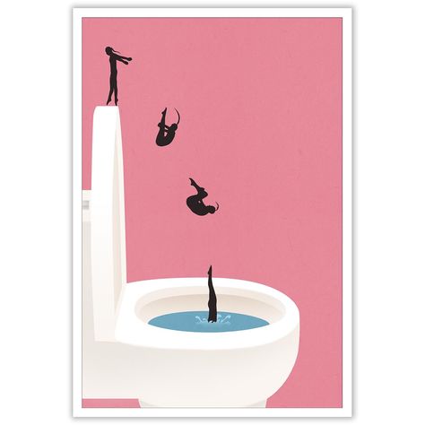 PRICES MAY VARY. 【Pink Bathroom Poster Size】12x16 inches Frameless, you can prepare a frame with a size of 12x16 inches, assemble and install yourself, enjoy the fun of DIY. 【Vintage Aesthetics Poster】Variety High Diving Poster Art Print on Canvas Wall Art Decor. 【Bathroom Wall Art Decor】Art Poster Is The Perfect Wall Decoration Painting To Decorate Your House, Living Room, Bedroom, Yoga Room, Gym, Apartment, Studio, Hotel, Restaurant, Office, Bathroom, Bar, ETC. 【Best Gift Choice】High-grade Can Funny Home Decor Signs, Bathroom Posters Funny, Animal Bathroom Decor, Toilet Poster, High Diving, Vintage Pink Bathroom, Bathroom Canvas Art, Bathroom Decor Pictures, Bathroom Mural