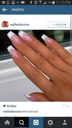 Love this french with high smile line and coffin shape Nail Designs Pictures, French Nail Designs, French Nail, White Nail, Fabulous Nails, Fancy Nails, French Tip Nails, Gorgeous Nails, Love Nails