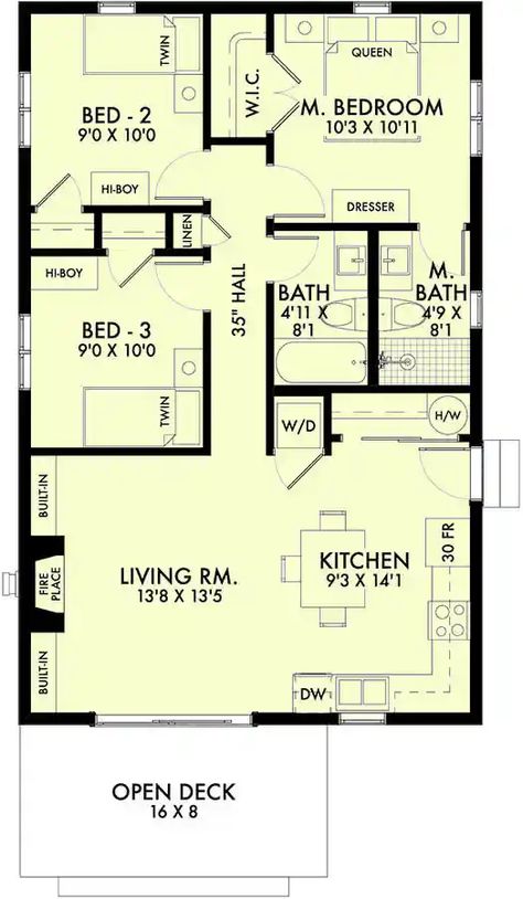 Traditional House Plan - 3 Bedrooms, 2 Bath, 900 Sq Ft Plan 29-108 Small Houses 3 Bedroom, Tiny Home With 3 Bedrooms, 1000 Sq Ft House Plans 1 Bedroom, 3 Bedroom Tiny Home Floor Plans, 3 Bed Tiny House Floor Plans, House Design Plans 3 Bedroom, 20x15 House Plans, 700 Sqft House Floor Plans, 3 Bed Small House Plans