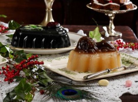 Black cherry rose jelly (left) and coffee and almond blancmange were more palatable sweets... Nostalgic Recipes, Victorian Recipes, Historical Cooking, Rose Jelly, Pie Art, Christmas Meal, Uk Recipes, Christmas Dinner Menu, Festive Dinner