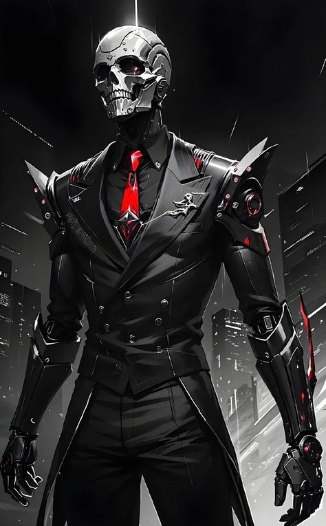 Raining Art, Robot Skeleton, Cyberpunk Rpg, Warrior Concept Art, Man In A Suit, Speak To Me, Dark Fantasy Artwork, The Mob, Image Swag