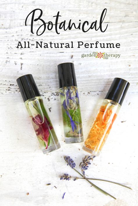 Botanical Perfume Recipe-Roller bottles are popular in aromatherapy as a way to apply an individual dose of herbal benefits for a variety of different moods and ailments. Roller bottles can also make beautiful perfume bottles. Follow this recipe to make aromatherapy perfume and create your own custom fragrance. #gardentherapy #perfumediy #herbperfume #plantbasedbeauty Essential Oil Perfumes Recipes, Homemade Perfume, Scent Garden, Botanical Perfume, Perfume Recipes, Diy Essentials, Diy Perfume, Beautiful Perfume Bottle, Natural Perfume