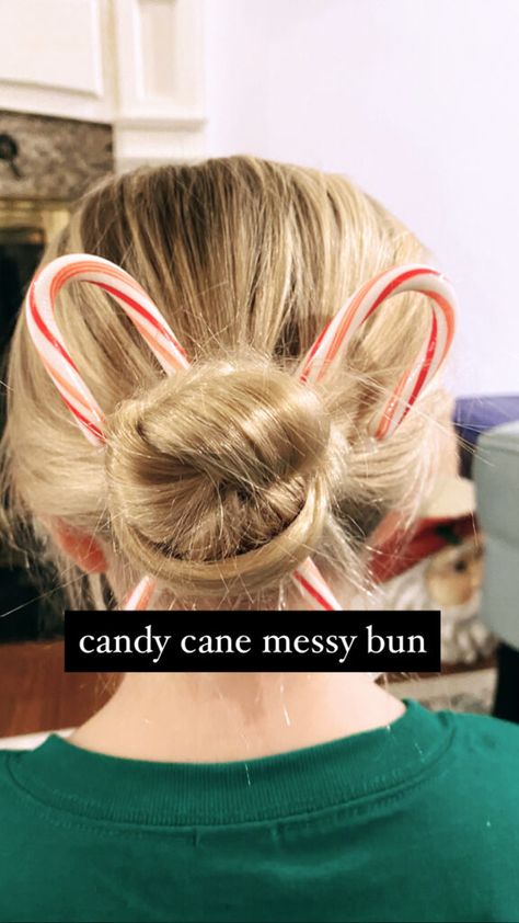 Candy Cane Messy Bun Hair Tutorial - How cute is this holiday hairstyle? Easy messy bun tutorial for girls. This easy holiday hairstyle is super quick and easy for moms to do. Candy Cane Hair Ideas, Crazy Hair Day At School For Girls Easy Christmas, Christmas Hair Bun, Holiday Crazy Hair Day, Kid Christmas Hairstyles, Candy Cane Hairstyles For Kids, Crazy Hair Day Ideas Christmas, Holiday Hair Styles Christmas, Crazy Holiday Hair