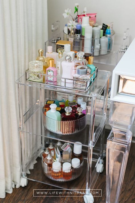 Makeup Storage Cart Makeup Vanity Organization Ideas, Makeup Storage Cart, Makeup Vanity Organization, Vanity Organization Ideas, Ulta Store, Makeup Cart, Makeup Drawer, Makeup Storage Organization, Makeup Organization Vanity