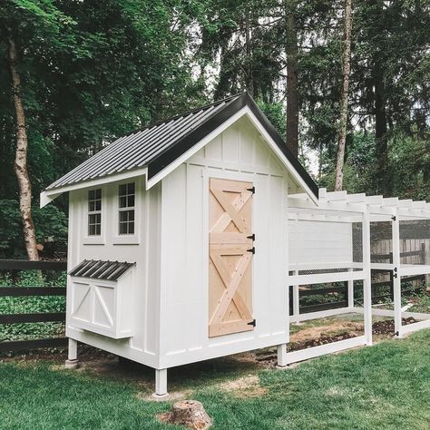 Heidi Rus on Instagram: “Dutch door is up! I still haven’t stained it and I’m not sure if I will or just seal it. And I still have to find the latch hardware but…” Chicken Coops Homemade, Cheap Chicken Coop, Chicken Coop Backyard, Cheap Chicken Coops, Small Chicken Coops, Cute Chicken Coops, Easy Chicken Coop, Chicken Shed, Honey Suckle