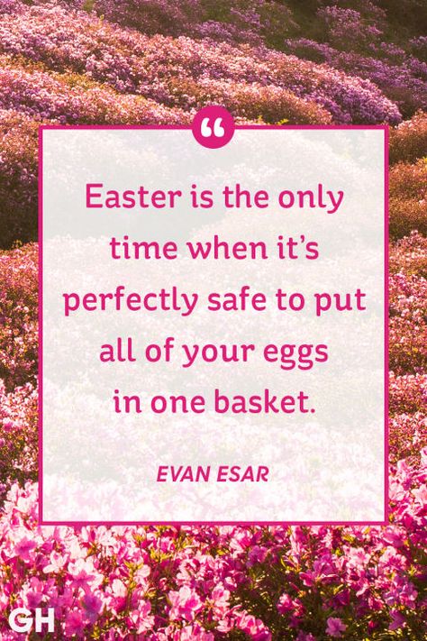 Easter is the only time when it's perfectly safe to put all of your eggs in one basket. Spring Messages, Easter Inspirational Quotes, Spring Message, Catholic Easter, Sharing With Friends, Easter Prayers, Spring Quotes, Easter Quotes, Spiritual Cleansing