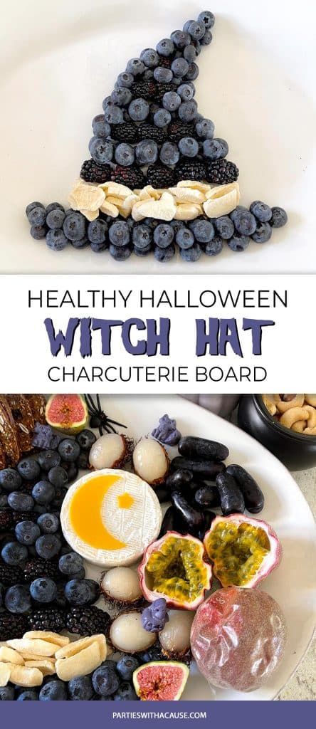 Full Moon Themed Snacks, Witches Brunch Food Ideas, Witch Themed Snacks, Practical Magic Charcuterie Board, Witch Brunch Ideas, Wicked Themed Party Food, Witches Tea Party Food, Halloween Witch Food, Healthy Halloween Charcuterie Board