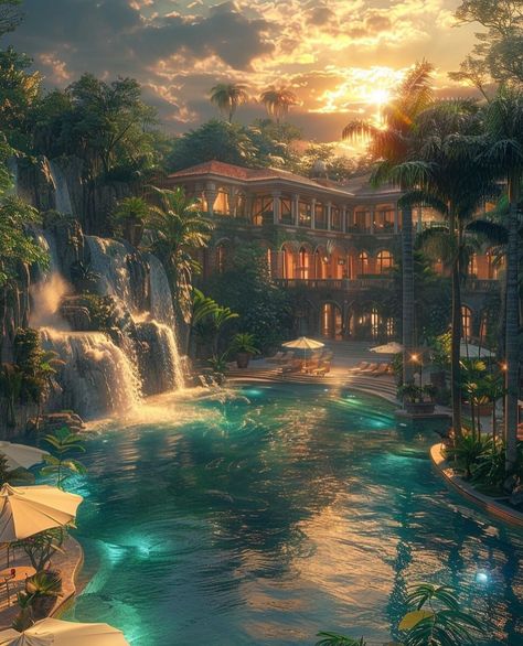 Fantasy Hotel, Clip Art Frames Borders, Anime Places, Luxury Houses Mansions, Tropical Architecture, Iphone Wallpaper Hd Nature, Fantasy Setting, Fantasy Places, English House