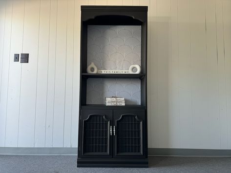 A classic black bookcase with a fun wallpaper 😄 . . . #FurnitureRefinishing #HiddenGems #UpcycledDesign #StLouisStyle #STLRefinishing #STLLocalBusiness #StLouisCraftsmen #STLMade #ExploreSTL Black Bookcase, Fun Wallpaper, Refinishing Furniture, Cool Wallpaper, Classic Black, Bookcase, Quick Saves, Black, Design