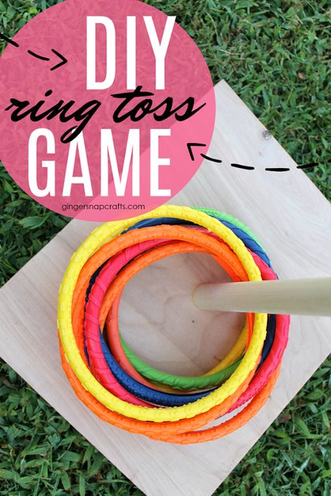 DIY Ring Toss Game at GingerSnapCrafts.com #games #DIY #kids Fall Ring Toss Game, Diy Rings For Ring Toss, Diy Ring Toss Game, Toss Game Diy, Diy Ring Toss, Cincin Diy, Diy Carnival Games, Goddess Party, Easter Party Games