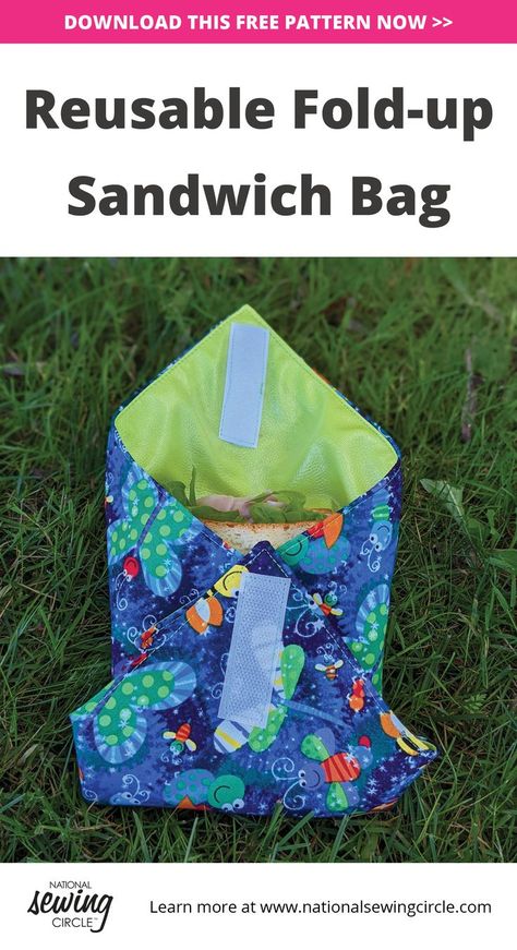 This Reusable Fold-up Sandwich Bag project is perfect for the back-to-school season! Download now for FREE. Sew Reusable Snack Bags, Diy Reusable Snack Bags, Fabric Sandwich Bags, Snack Bag Pattern, Diy Sandwich Bags, Reusable Sewing Projects, Bread Bags Diy Sewing, Reusable Snack Bags Pattern, Diy Reusable Sandwich Bags