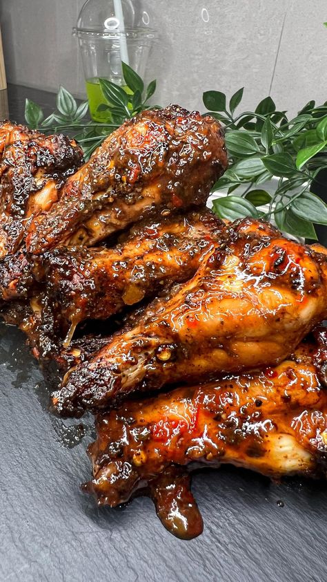 Sweet Chilli Jerk Wings Recipe https://fooooods.com/sweet-chilli-jerk-wings-reznacooks Spicy Chicken Wings, Spicy Wings, Jerk Seasoning, Sweet Chilli Sauce, Wings Recipe, Chicken Dish, Fire Cooking, Delicacy Food, Food Garnishes