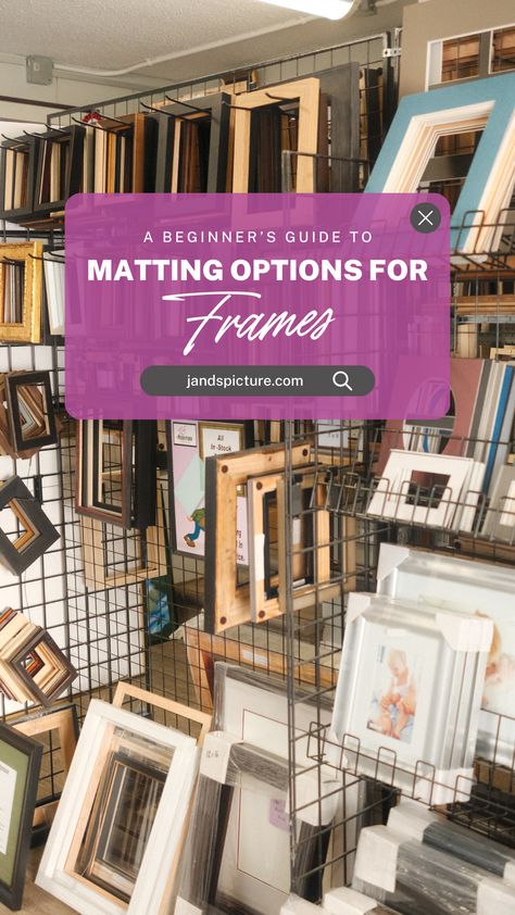 Learn all about matting options with this beginner's guide! Mats not only protect your art but also enhance its presentation. Choose single mats for a clean look or double mats for added depth. Neutral tones work for timeless appeal, while bold colors make a statement. Consider the width of the mat to balance the frame and artwork. Archival-quality mats are best for preserving your pieces long-term. Elevate your framing game and make your art stand out with the perfect matting choice! How To Frame A Picture, Large Picture Frame Ideas, Frame Matting Diy, S Picture, Picture Framing, Photo Restoration, Art Stand, Custom Picture Frame, Large Picture Frames