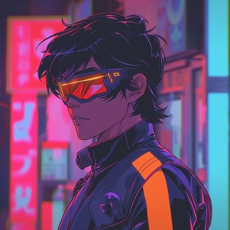 Cyberpunk Visor Glasses, Cyberpunk Themed Characters, Cyberpunk Character Aesthetic, Cyberpunk Neon Sign, Cyberpunk Jacket Concept Art, Cyberpunk Style Character Art, Cyberpunk Aesthetic Character, Futuristic Anime Character, Cyberpunk Art Style