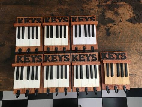 Transform Your Piano Keys To A Memorable Keepsake | Hometalk Amp Key Holder, Salt Wash Paint Furniture, Mounted Guitar, Repurposed Piano, Piano Crafts, Distressing Painted Wood, Music Key, Cabinet Doors Repurposed, Art Deco Dresser