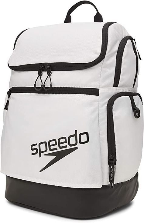 Swim bags - Stick out on the pool deck with this brightly colored white Speedo Teamster Swim Bag. 35L and available at Amazon. Swimming Gear, Swim Bag, Swimming Bag, Open Weave, Mesh Bag, Fun Bags, Sale Items, Duffle Bag, Camo