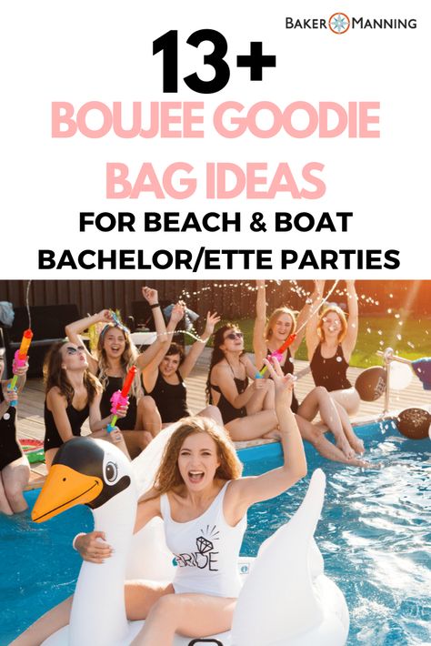 13 Boujee Goodie Bag Ideas For Beach Bachelorette Parties. In this post, I’m going to list 13boujee goodie bag ideas for beach... Travel Swag Bag Ideas, Goody Bag Ideas For Women, Bachelorette Swag Bag Ideas, Beach Goodie Bags, Beach Bachelorette Party Ideas Favors, Beach Bachelorette Gift Bags, Bachelorette Goody Bags, Girls Trip Goodie Bags, Bachelorette Goody Bag Ideas Beach