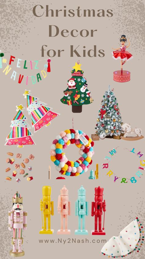 Perfect holiday decor for a playroom or bunkroom, colorful holiday decor, christmas decor 2022, christmas decor ideas colorful, rainbow christmas decorations, how to decorate your playroom for christmas, decorating kids playhouse for Christmas Decorating Kids Room For Christmas, Playroom Christmas, Kids Bedroom Christmas Decor Ideas, Kids Christmas Tree Playroom, Playroom Christmas Decor, Christmas Playroom, Kids Christmas Bedroom Target, Pottery Barn Kids Christmas Bedroom, Rainbows Christmas