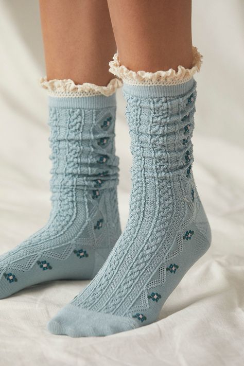 https://s7d5.scene7.com/is/image/FreePeople/58649815_040_a/?$a15-pdp-detail-shot$=&fit=constrain&qlt=80&wid=1366 Pretty Socks, Cable Knit Socks, Socks Aesthetic, Ladies Socks, Tall Socks, Sock Design, Funky Socks, Knitted Clothes, Sock Knitting Patterns