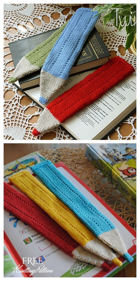 Knit Crayon Bookmark Free Knitting Pattern - Knitting Pattern Diy Macrame Projects, Crochet Bookmarks Free Patterns, Diy Knitting Projects, Small Knitting Projects, Knitted Toys Free Patterns, Knitting For Charity, Easy Knitting Projects, Dishcloth Knitting Patterns, Baby Blanket Knitting Pattern