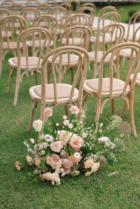 Looking for romantic wedding ceremony chair inspo?Look no further than this pink and white spring wedding! Photography: Stephanie Tarno Photography (http://www.stephtarno.com) Wedding Gazebo Flowers, Suit No Tie, Boho Wedding Decor Ideas, Gazebo Flowers, Brown Groomsmen, White Spring Wedding, Chic Table Settings, Indigo Wedding, Wedding Ceremony Backdrops