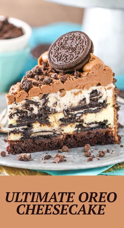 Ultimate Oreo Cheesecake, Cheesecake Recipes With Chocolate, Different Cheesecakes, Best Oreo Cheesecake Recipe, Freeze Cheesecake, Oreo Brownie Cheesecake, Recipes Cottage Cheese, Recipe Mac And Cheese, Easy Oreo Cheesecake