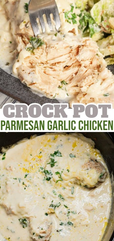 Crockpot Creamy Garlic Parmesan Chicken, One Pot Chicken Crockpot Recipes, Chicken Parmesean Crockpot Recipe, Chicken Dishes In Crockpot, Boneless Chicken Crockpot Recipes Easy, Crock Pot Creamy Garlic Chicken, Crock Pot Low Carb Chicken Recipes, Mini Crockpot Chicken Recipes, Slow Cooker Chicken Parmesan Pasta