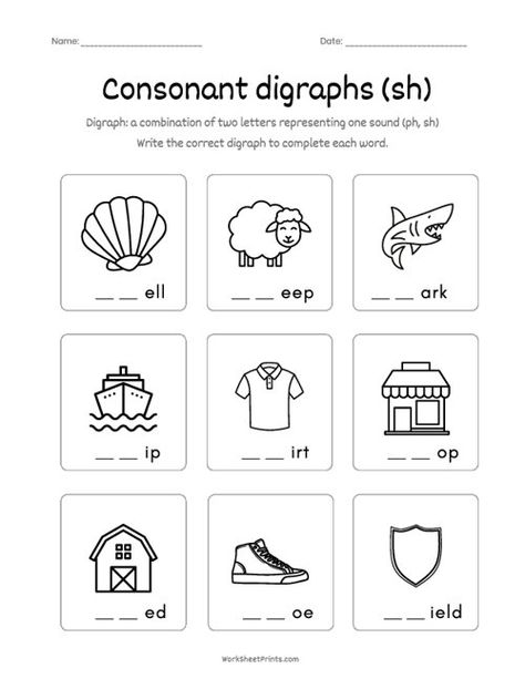 Consonant Digraph 'sh' | Digraph Worksheets Ch Digraph Worksheet, Diagraph Worksheet For Kids, Th Worksheets Digraph, Digraph Worksheets, Digraphs Worksheets, Consonant Digraphs, Cvc Words Kindergarten, First Grade Math Worksheets, Tree Template