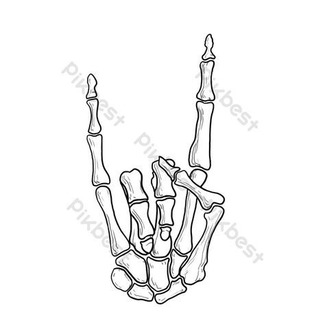 Skull Hand Rock On Tattoo, Skull Rock On Tattoo, Rock On Skull Hand Tattoo, Tiny Skeleton Tattoo Simple, Rock N Roll Skeleton Hand Tattoo, Rock Skeleton Hand Tattoo, Skull Rock Hand Tattoo, Skeleton Rock On Tattoo, Skull Hand Tattoo Stencil