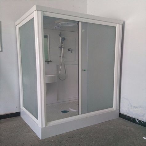 Source ABS board tempered glass frosted complete all in one bathroom units prefab bathroom price on m.alibaba.com All In One Bathroom, Prefab Bathroom, Toilet Shower Combo, Modular Bathroom, Unit Bathroom, Bathroom Unit, Modular Bathrooms, Open Shelving Units, Outdoor Bathroom Design