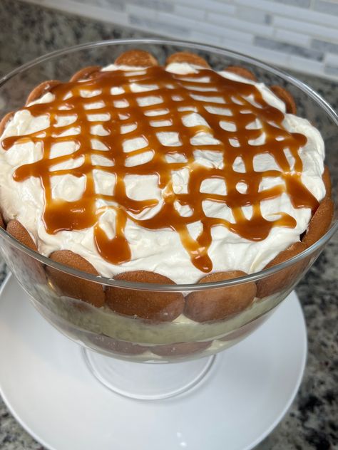 Caramel Banana Pudding, Spilling The Sweet Tea, German Chocolate Pie, Banana Pudding Trifle, German Chocolate Pies, Homemade Salted Caramel, Trifle Pudding, Caramel Pudding, German Chocolate Cake