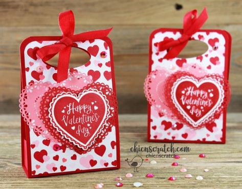 Valentine Treat Box Valentine Treat, Treat Holders, Valentine Projects, Treat Holder, Valentine Candy, Flower Diy, Treat Box, Stamping Ideas, Valentine Box