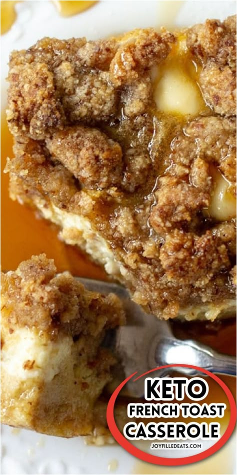 Keto French Toast Casserole is the game-changing breakfast idea you have been waiting for. This incredible french toast has a comforting bread layer, cream cheese filling, insanely good custard, and a cinnamon-sugar topping. It’s completely keto, low-carb, gluten-free, and grain-free! Make this delicious french toast casserole for brunch, your friends will thank you! Keto French Toast Casserole, Casserole For Brunch, Keto French Toast, Savory Brunch Recipes, Breakfast Casserole French Toast, Cinnamon French Toast Bake, Sugar Free Lifestyle, Healthy Breakfast Snacks, Trim Healthy Recipes