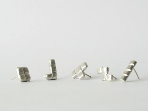 Do you want to play tetris? Sterling silver earrings. Tetris Jewelry, Design Inspo, Sterling Silver Earrings, Cufflinks, Silver Earrings, Stud Earrings, Sterling Silver, Silver